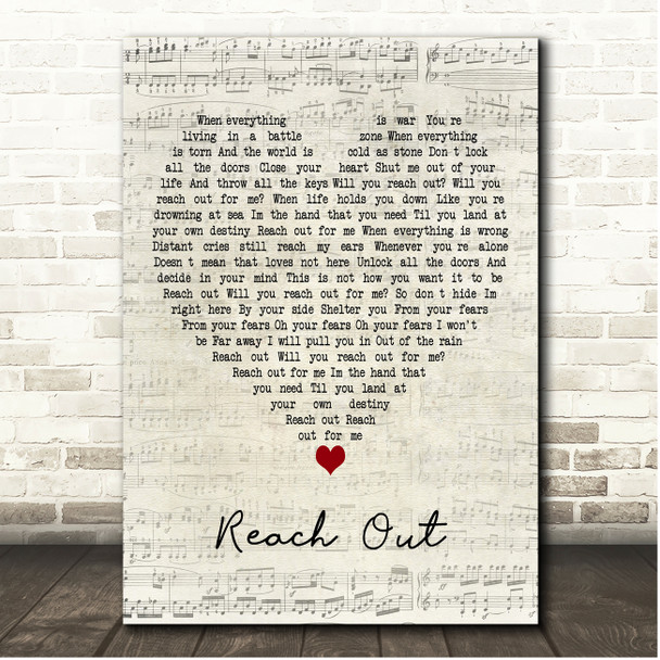 Westlife Reach Out Script Heart Song Lyric Print