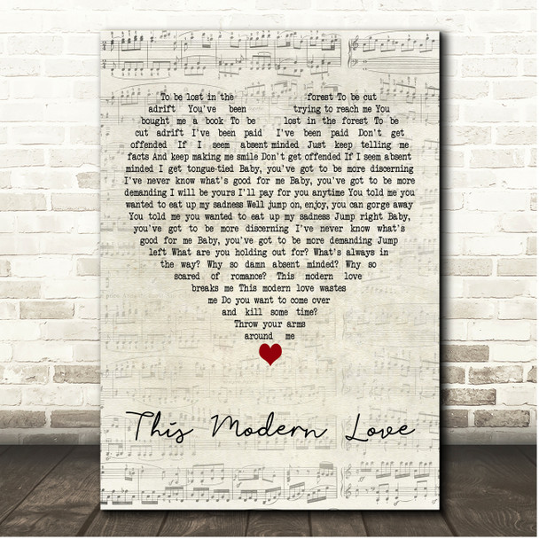Bloc Party This Modern Love Script Heart Song Lyric Print