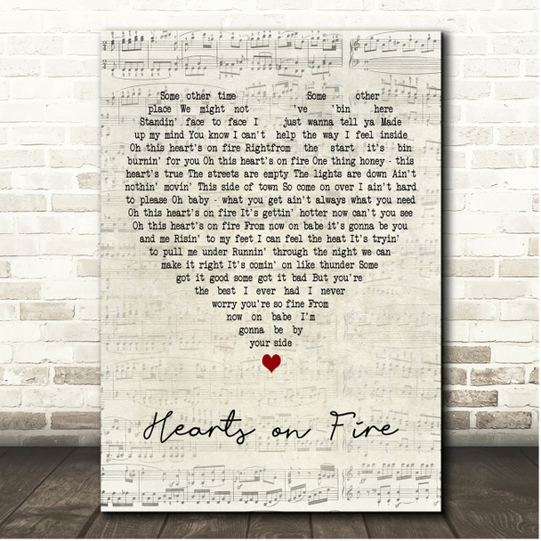Bryan Adams Hearts on Fire Script Heart Song Lyric Print