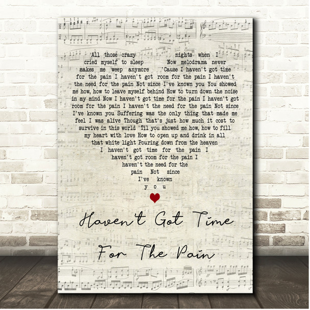 Carly Simon Haven't Got Time For The Pain Script Heart Song Lyric Print
