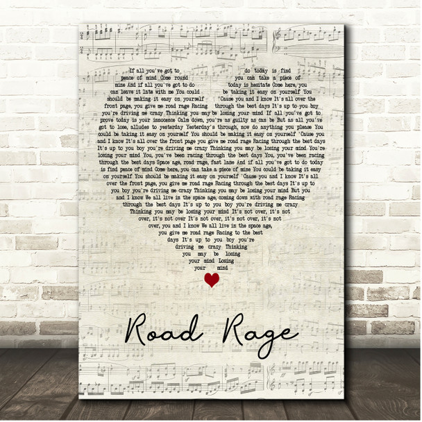 Catatonia Road Rage Script Heart Song Lyric Print