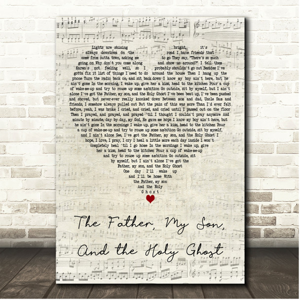 Craig Morgan The Father, My Son, And the Holy Ghost Script Heart Song Lyric Print