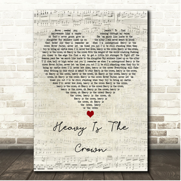Daughtry Heavy Is The Crown Script Heart Song Lyric Print