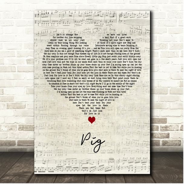 Dave Matthews Band Pig Script Heart Song Lyric Print