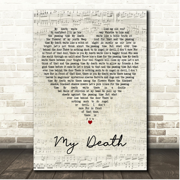 David Bowie My Death Script Heart Song Lyric Print