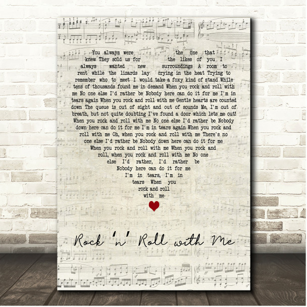 David Bowie Rock n Roll with Me Script Heart Song Lyric Print
