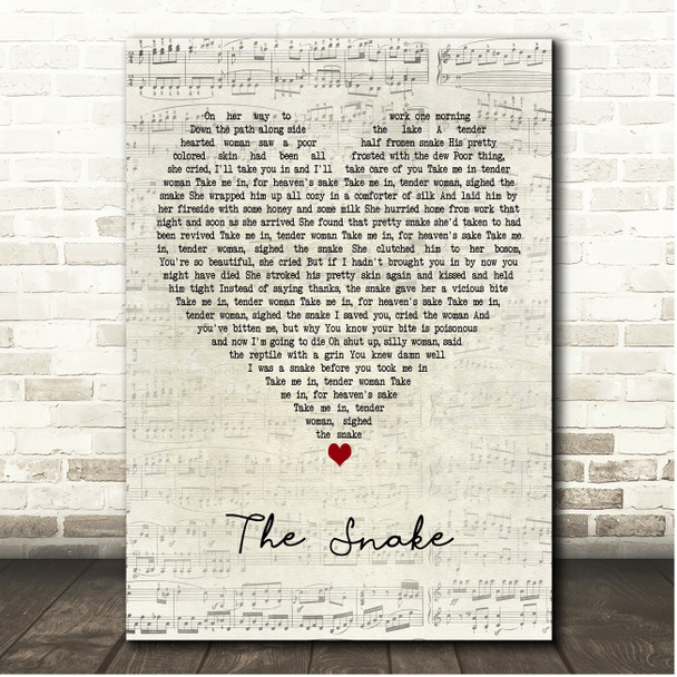 Al Wilson The Snake Script Heart Song Lyric Print