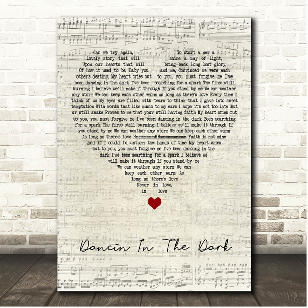 DJ Cammy Dancin In The Dark Script Heart Song Lyric Print