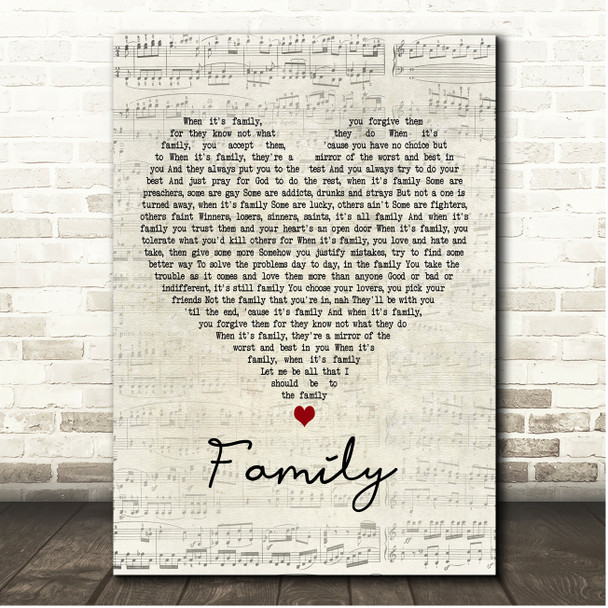 Dolly Parton Family Script Heart Song Lyric Print