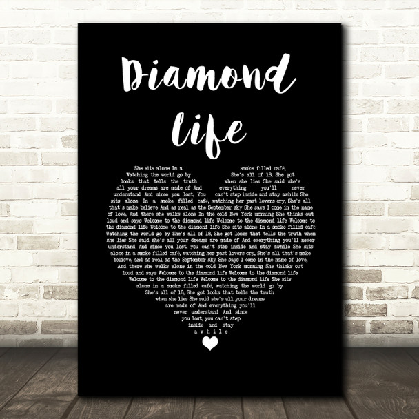 Julie McKnight Diamond Life Black Heart Song Lyric Music Art Print