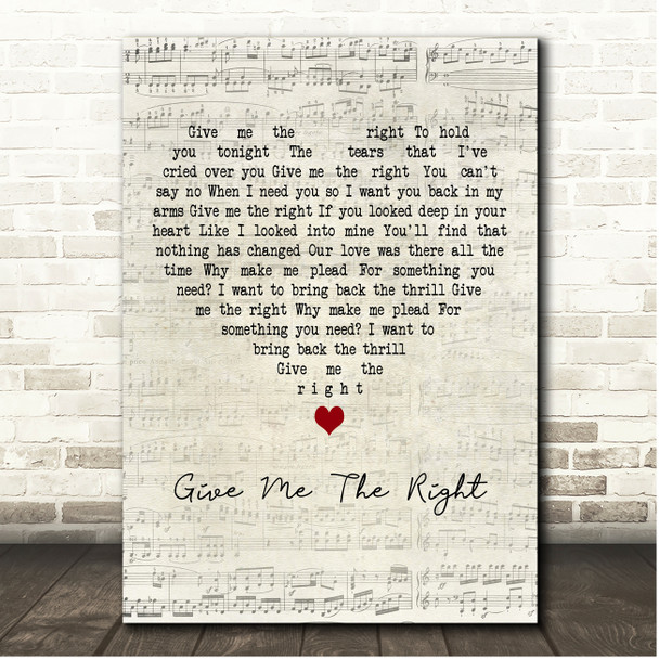 Elvis Presley Give Me The Right Script Heart Song Lyric Print