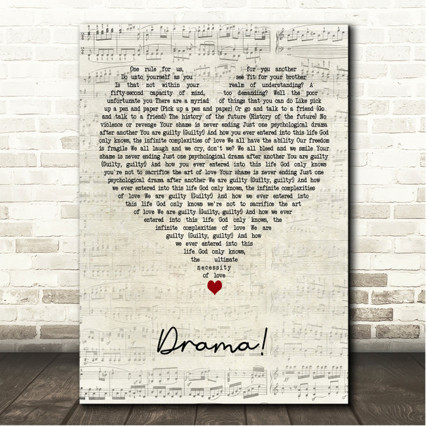 Erasure Drama! Script Heart Song Lyric Print