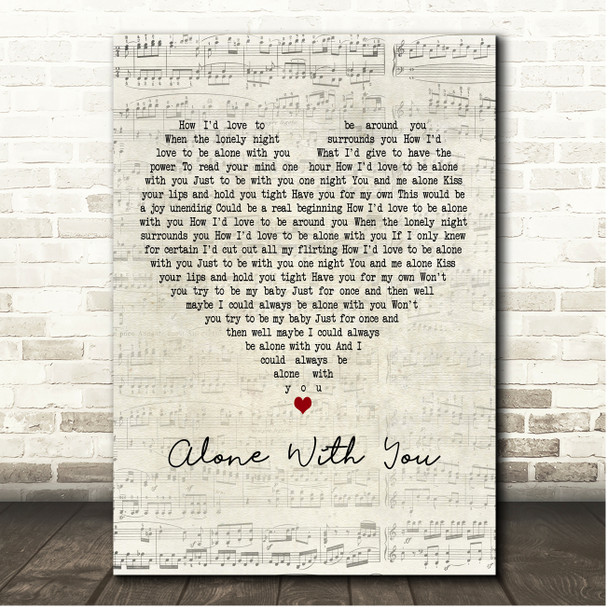 Faron Young Alone With You Script Heart Song Lyric Print