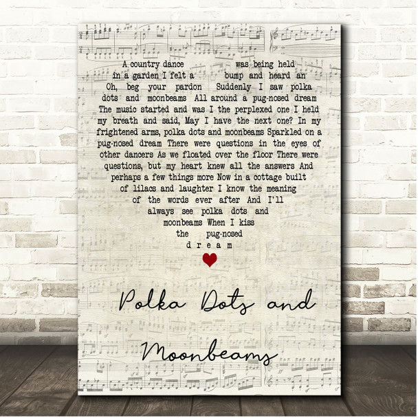 Frank Sinatra Polka Dots And Moonbeams Script Heart Song Lyric Print