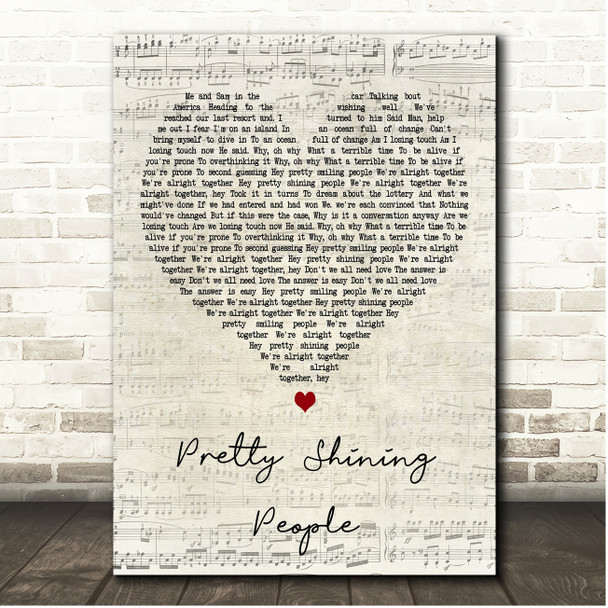 George Ezra Pretty Shining People Script Heart Song Lyric Print