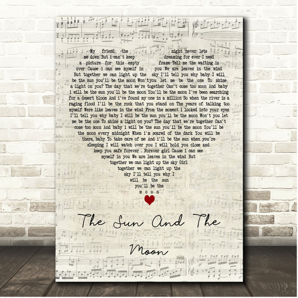 Go West The Sun And The Moon Script Heart Song Lyric Print