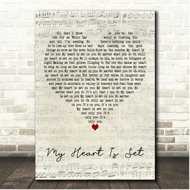 Handsome and Gretyl My Heart Is Set Script Heart Song Lyric Print