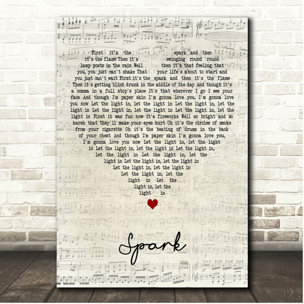 Amber Run Spark Script Heart Song Lyric Print