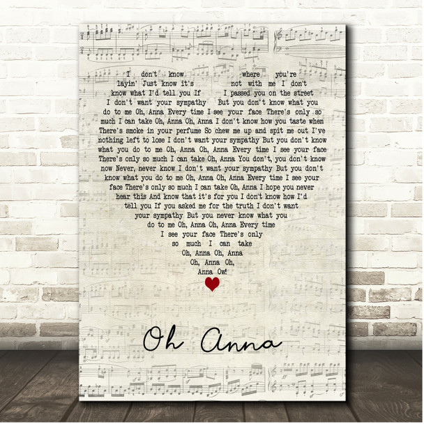 Harry Styles Oh Anna Script Heart Song Lyric Print
