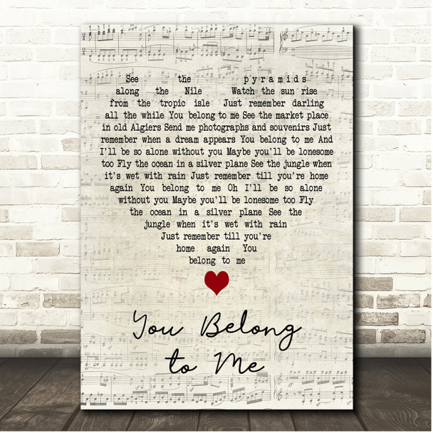Jason Wade You Belong to Me Script Heart Song Lyric Print