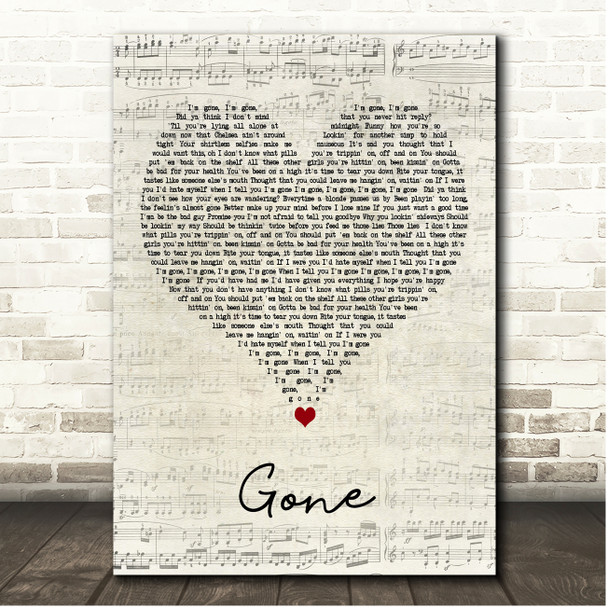 Jessica Baio gone Script Heart Song Lyric Print