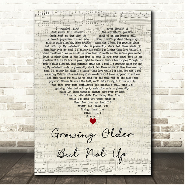 Jimmy Buffett Growing Older But Not Up Script Heart Song Lyric Print