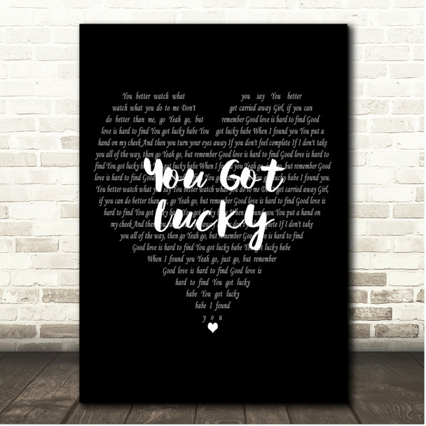 Tom Petty And The Heartbreakers You Got Lucky Simple Heart Black & White Song Lyric Print