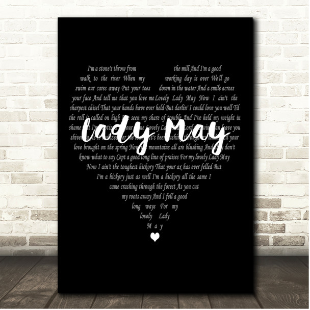 Tyler Childers Lady May Simple Heart Black & White Song Lyric Print