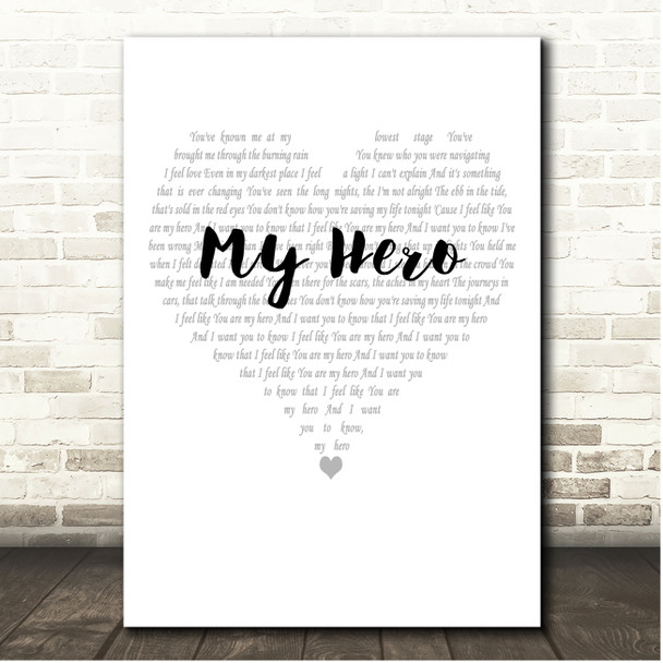 Westlife My Hero Simple Heart Pale Grey Song Lyric Print
