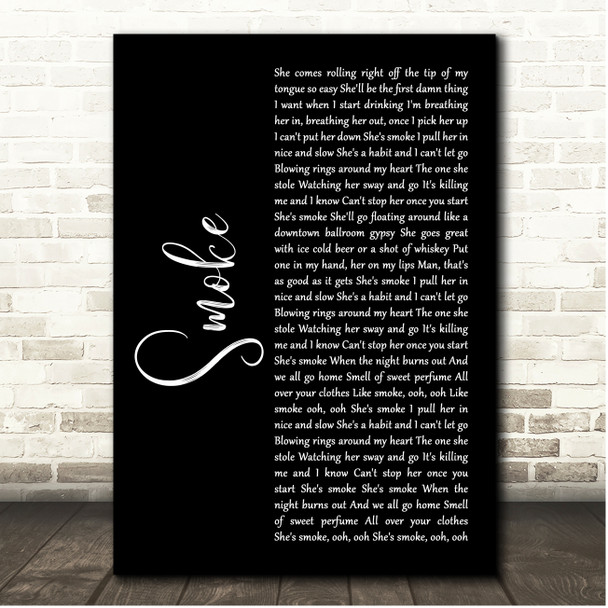 A Thousand Horses Smoke Black Script Song Lyric Print