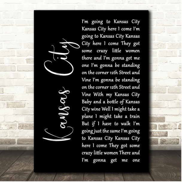 Fats Domino Kansas City Black Script Song Lyric Print