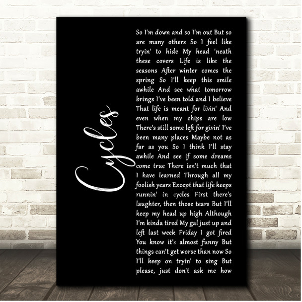 Frank Sinatra Cycles Black Script Song Lyric Print