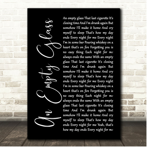 Gary Stewart An Empty Glass Black Script Song Lyric Print