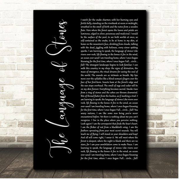 Geoff Bartley, Sarah Stockwell The Language of Stones Black Script Song Lyric Print