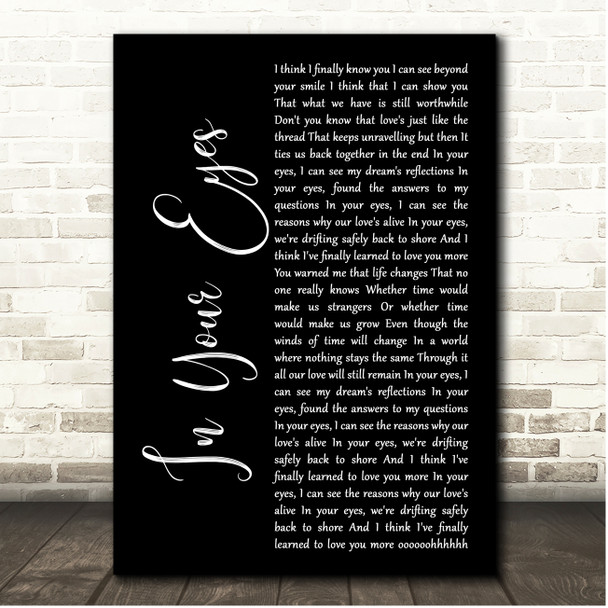 George Benson In Your Eyes Black Script Song Lyric Print