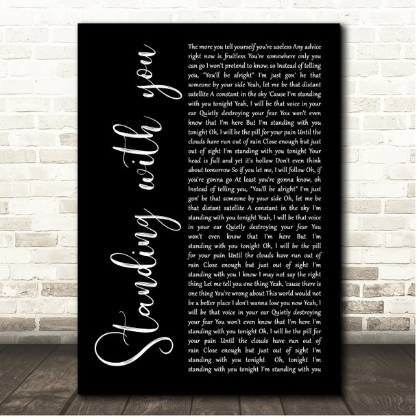 Guy Sebastian Standing With You Black Script Song Lyric Print