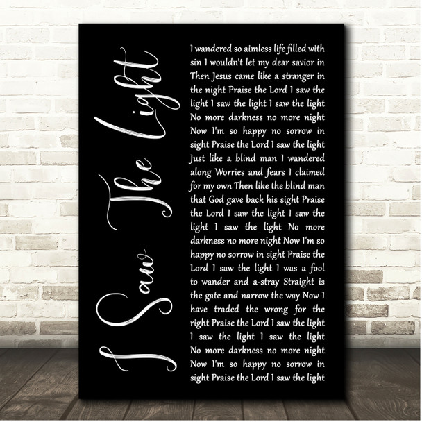 Hank Williams I Saw the Light Black Script Song Lyric Print
