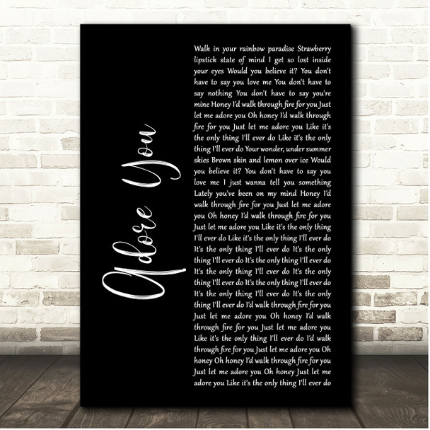 Harry Styles Adore You Black Script Song Lyric Print
