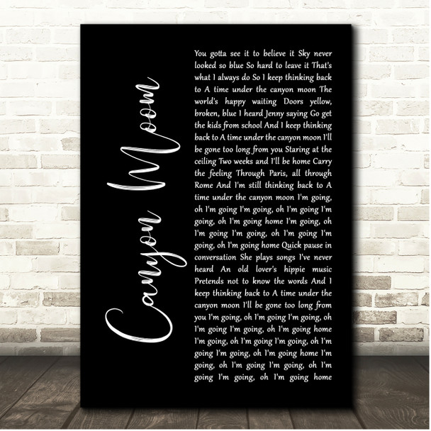 Harry Styles Canyon Moon Black Script Song Lyric Print