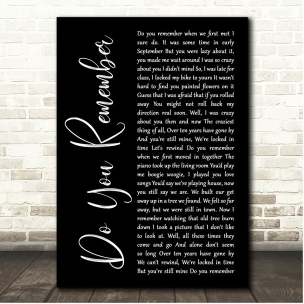 Jack Johnson Do You Remember Black Script Song Lyric Print