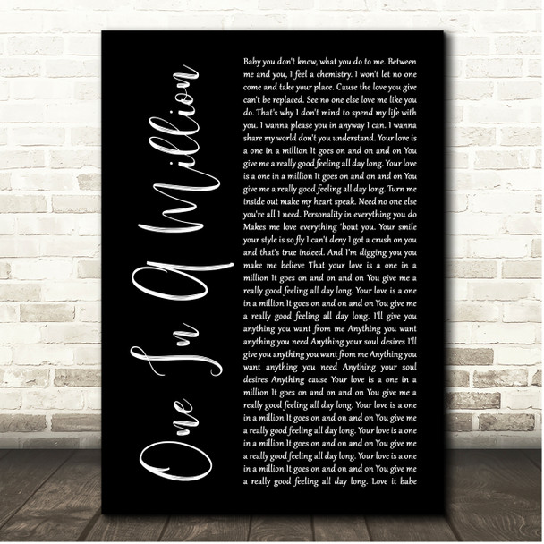 Aaliyah One In A Million Black Script Song Lyric Print