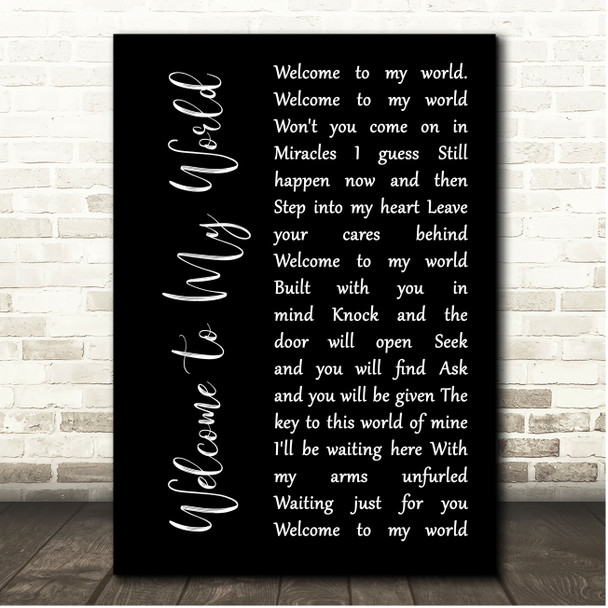 Jim Reeves Welcome To My World Black Script Song Lyric Print