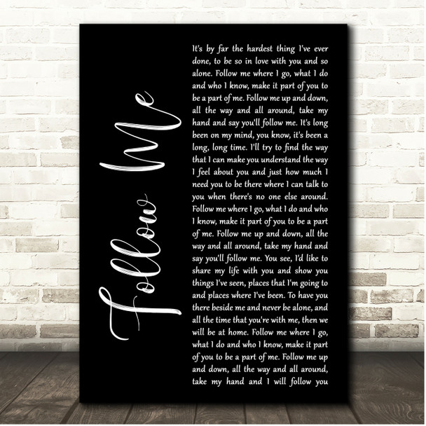 John Denver Follow Me Black Script Song Lyric Print