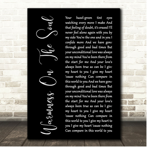 Avenged Sevenfold Warmness On The Soul Black Script Song Lyric Print