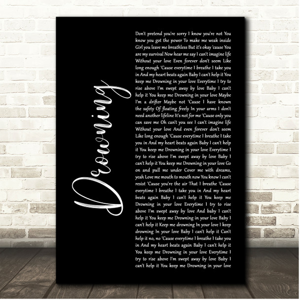 Backstreet Boys Drowning Black Script Song Lyric Print