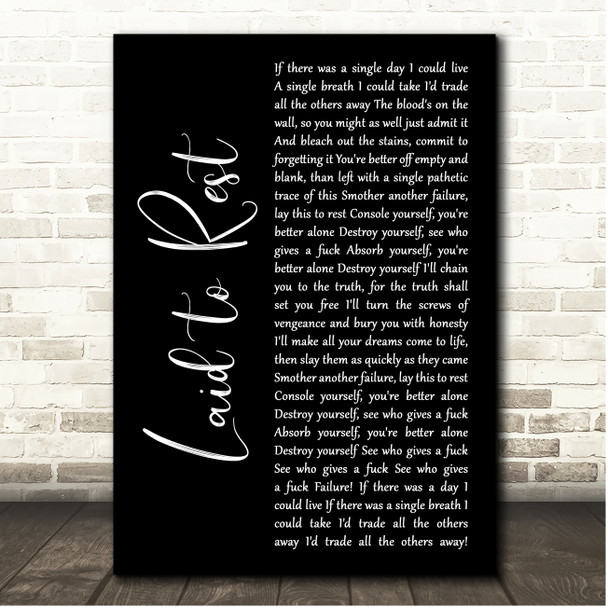 Lamb of God Laid to Rest Black Script Song Lyric Print