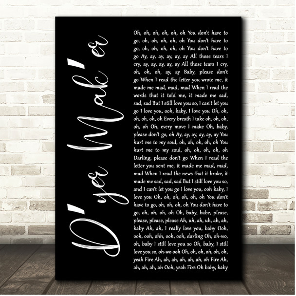 Led Zeppelin Dyer Maker Black Script Song Lyric Print