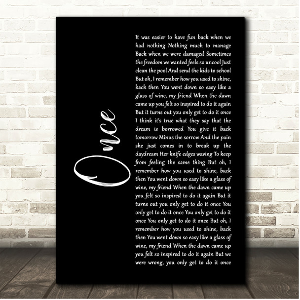 Liam Gallagher Once Black Script Song Lyric Print