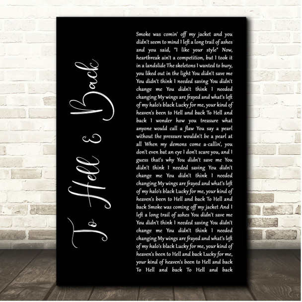 Maren Morris To Hell & Back Black Script Song Lyric Print
