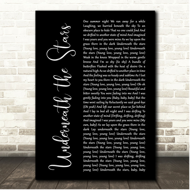 Mariah Carey Underneath the Stars Black Script Song Lyric Print